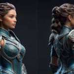 피규어 제작 과정 소개 - **Digital Sculpting of a Fantasy Heroine:**
"A stunning 3D digital sculpture of a powerful fanta...